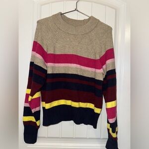 Lea & Viola Multicolor Striped Crew Neck Sweater